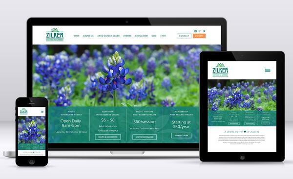 example modern website mockup for Zilker Botanical Garden